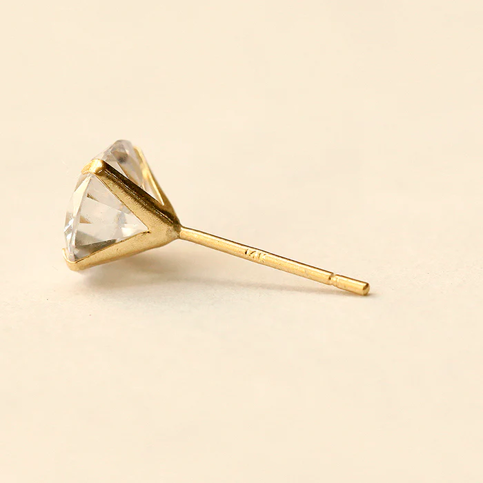 14K Gold Daily Cubic Stud Earring - Image 12