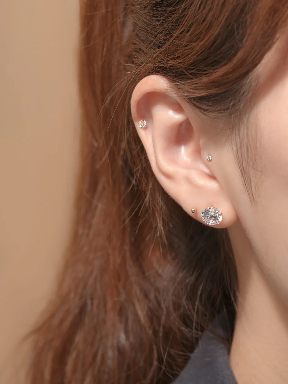 14K Gold Daily Cubic Stud Earring - Image 8