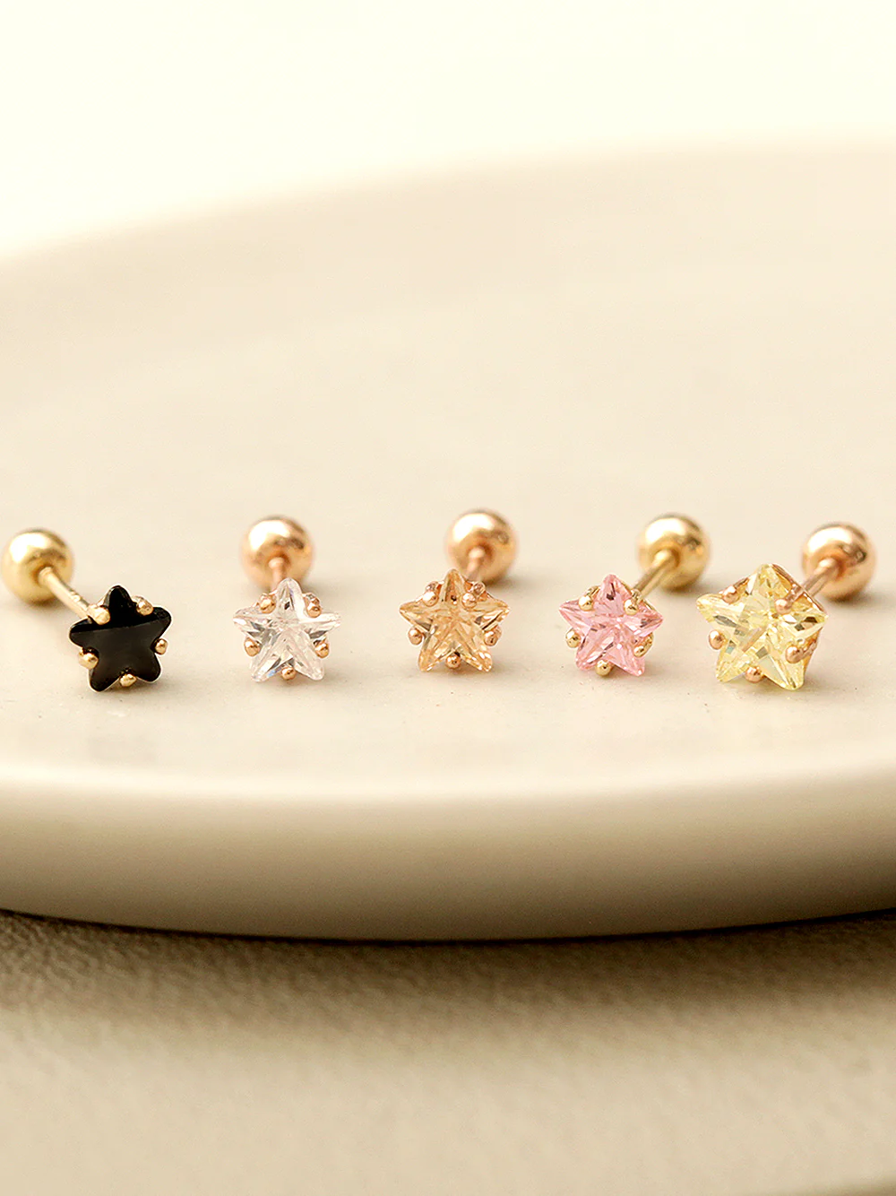 14K Gold Daily Cubic Star Earring 20G18G16G - Image 2