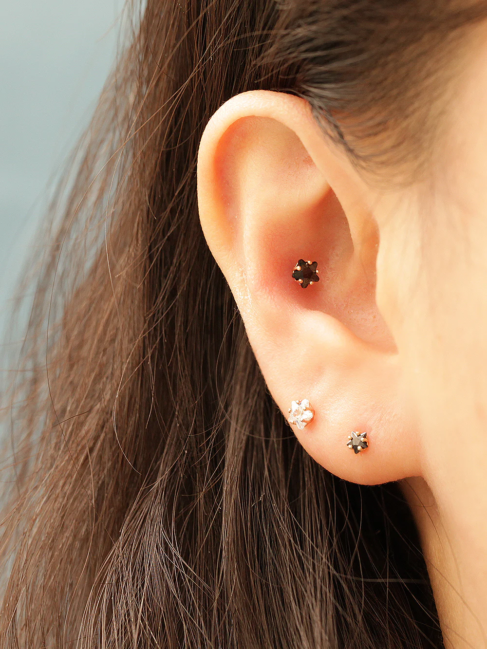 14K Gold Daily Cubic Star Earring 20G18G16G - Image 3