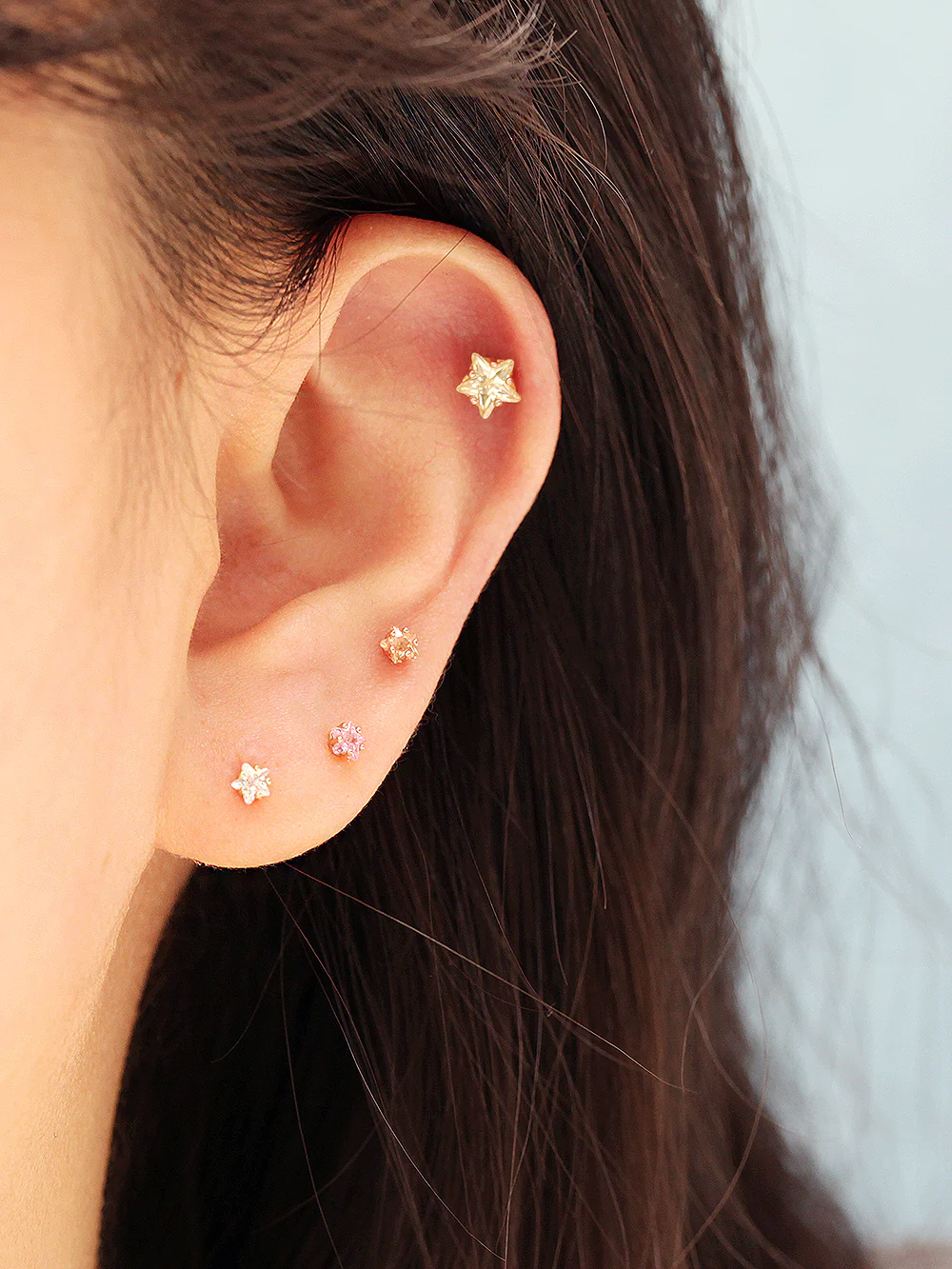 14K Gold Daily Cubic Star Earring 20G18G16G - Image 4