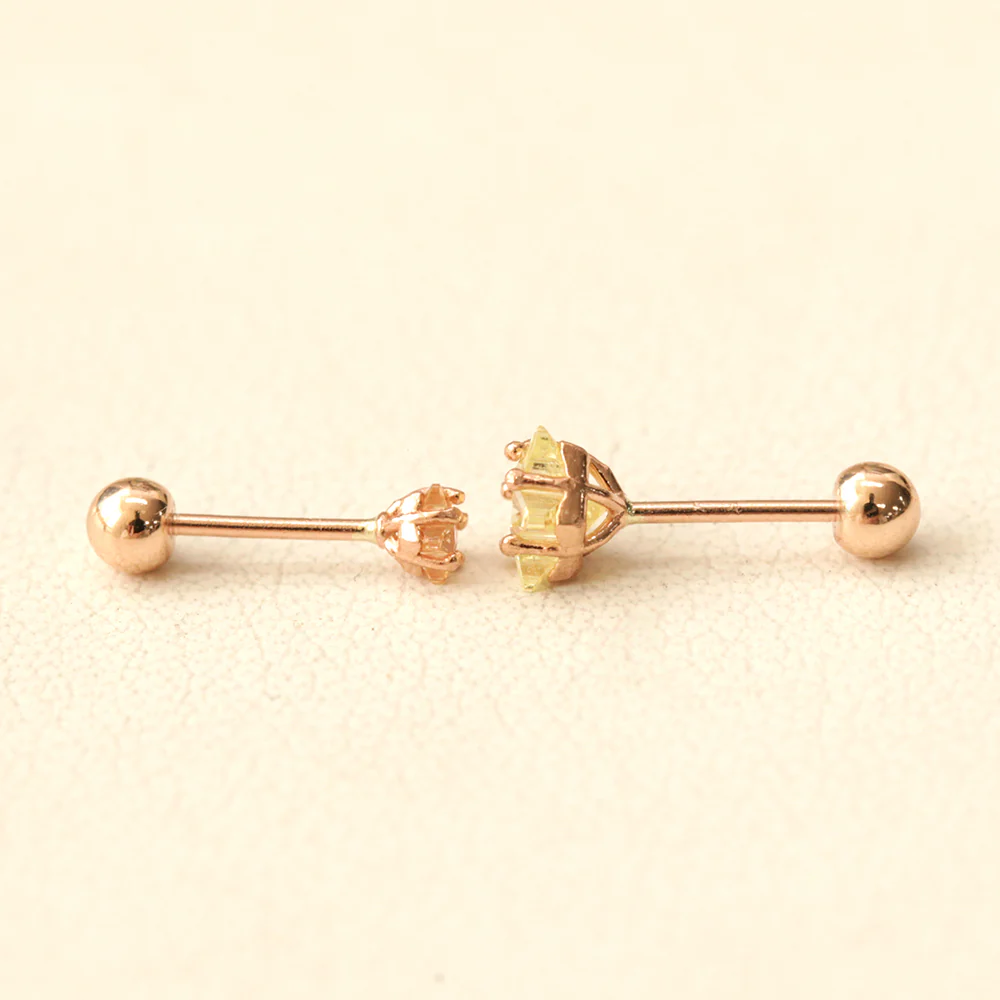 14K Gold Daily Cubic Star Earring 20G18G16G - Image 8
