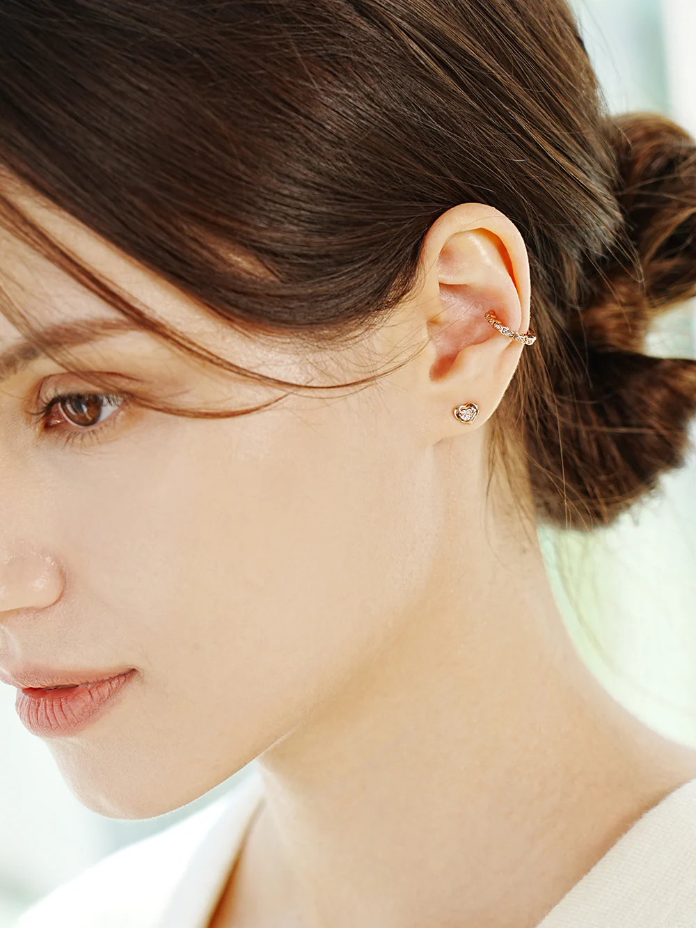 14K Gold Daily CZ Heart Cartilage Earring 20G18G16G - Image 10