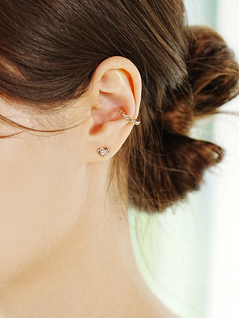 14K Gold Daily CZ Heart Cartilage Earring 20G18G16G - Image 13