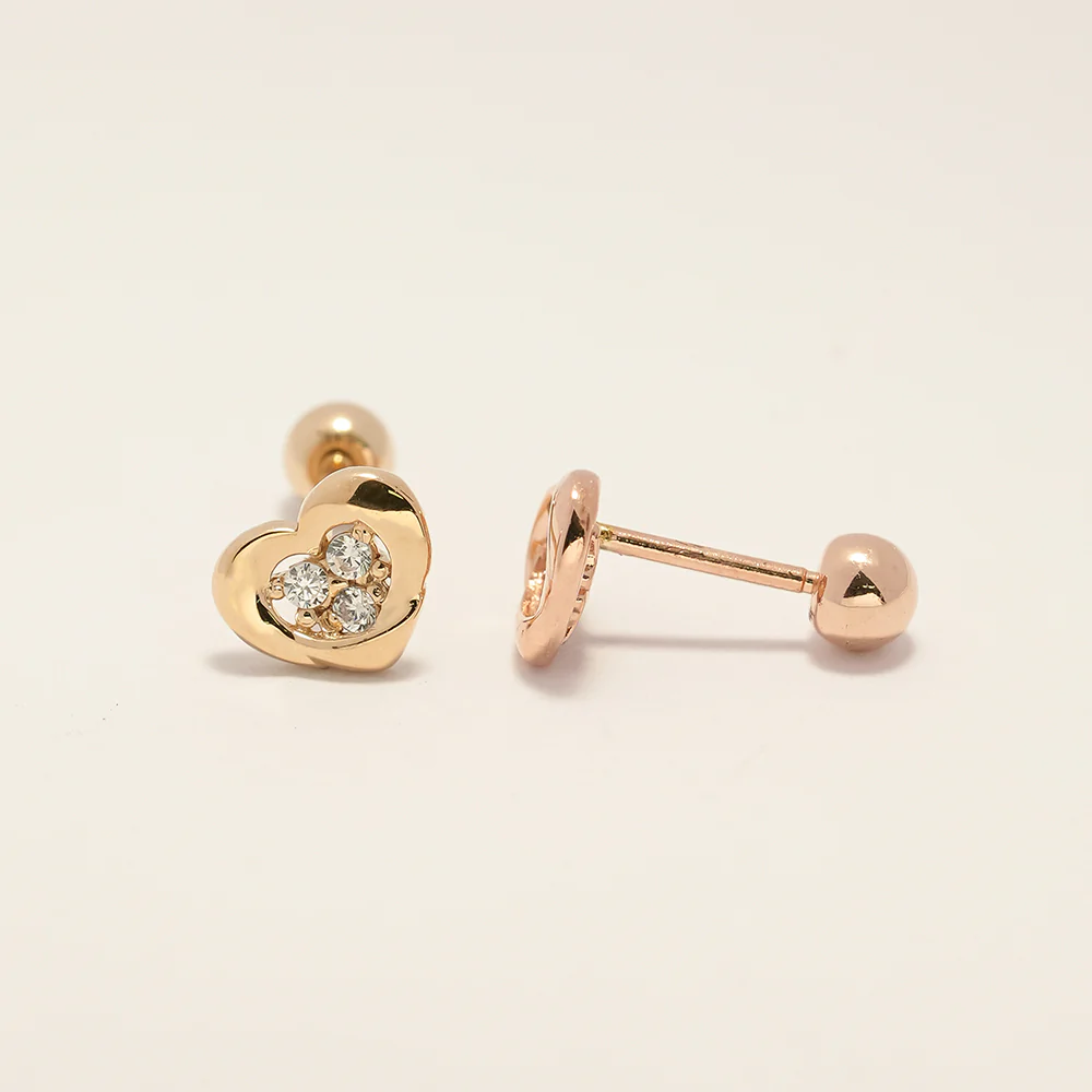 14K Gold Daily CZ Heart Cartilage Earring 20G18G16G - Image 15
