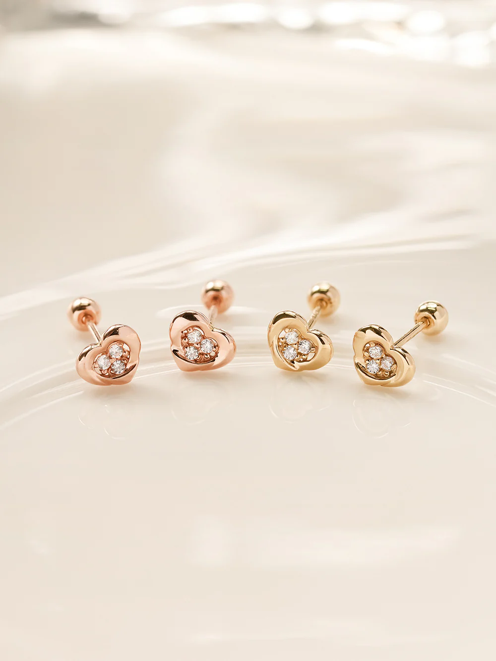 14K Gold Daily CZ Heart Cartilage Earring 20G18G16G - Image 3