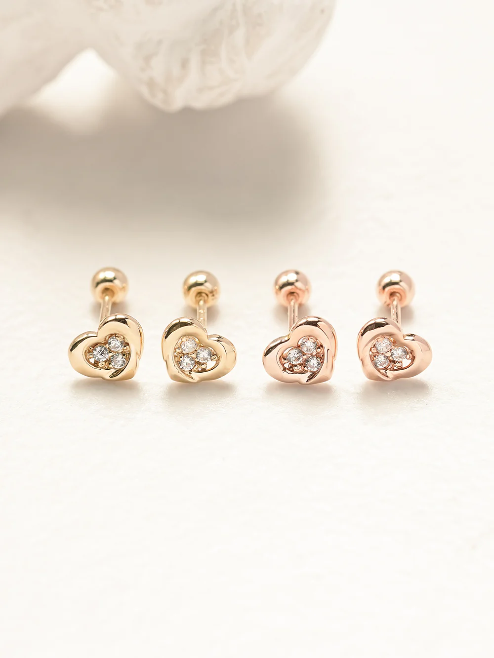 14K Gold Daily CZ Heart Cartilage Earring 20G18G16G - Image 5