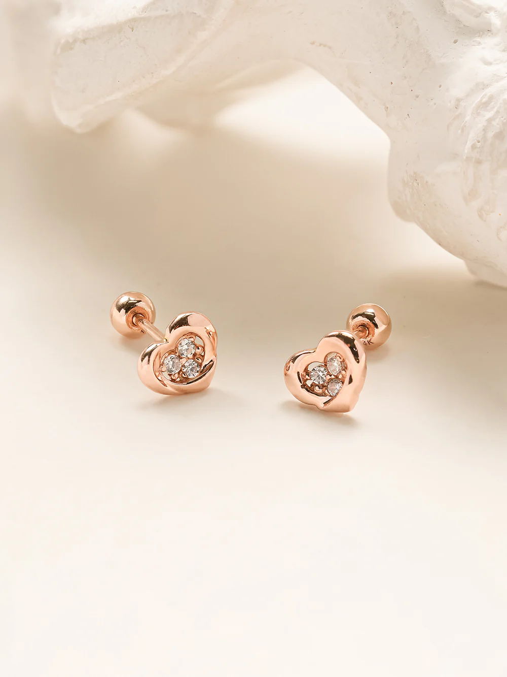 14K Gold Daily CZ Heart Cartilage Earring 20G18G16G - Image 7