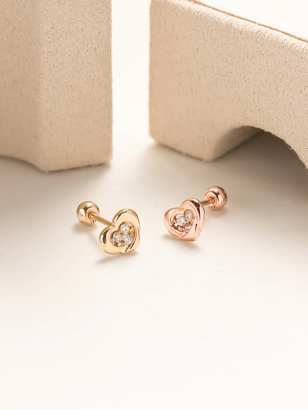 14K Gold Daily CZ Heart Cartilage Earring 20G18G16G - Image 9