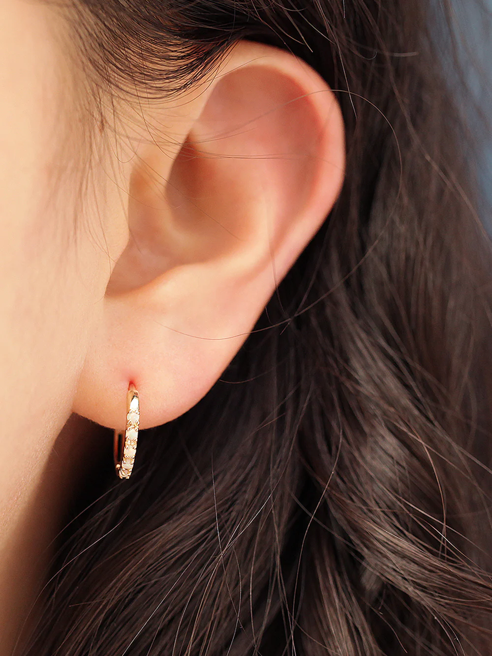 14K Gold Daily Opal Conch Hoop Earring - Image 11