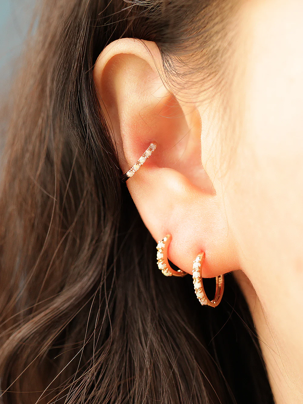 14K Gold Daily Opal Conch Hoop Earring - Image 9