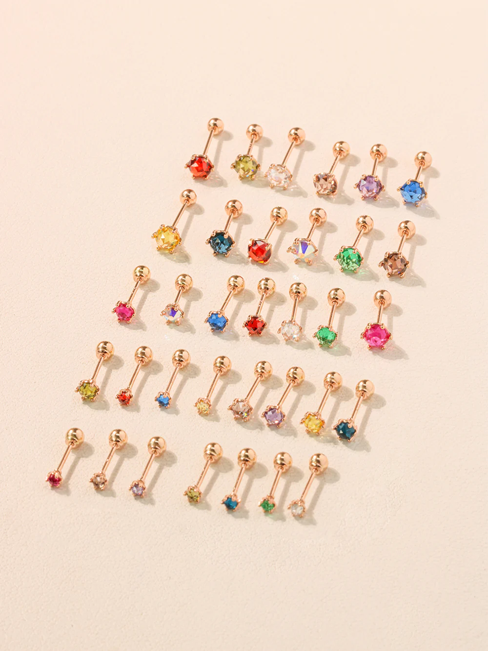 14K Gold Daily Rose Cut 4 prongs and 6 prongs Piercing Earring 20G18G16G - Image 3