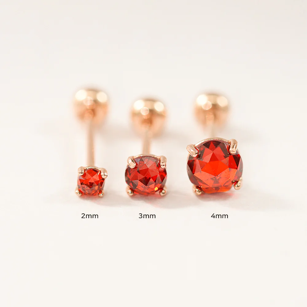 14K Gold Daily Rose Cut 4 prongs and 6 prongs Piercing Earring 20G18G16G - Image 8