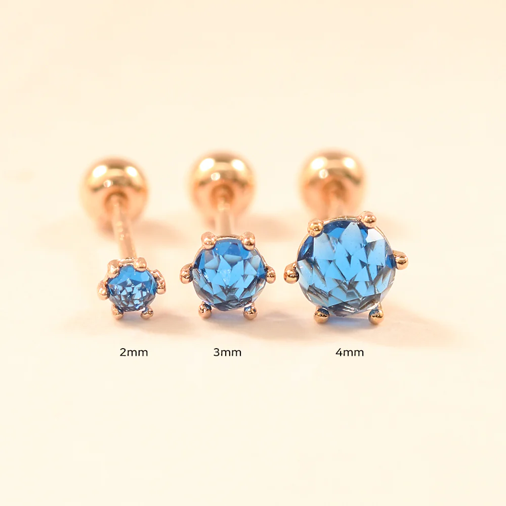 14K Gold Daily Rose Cut 4 prongs and 6 prongs Piercing Earring 20G18G16G - Image 9