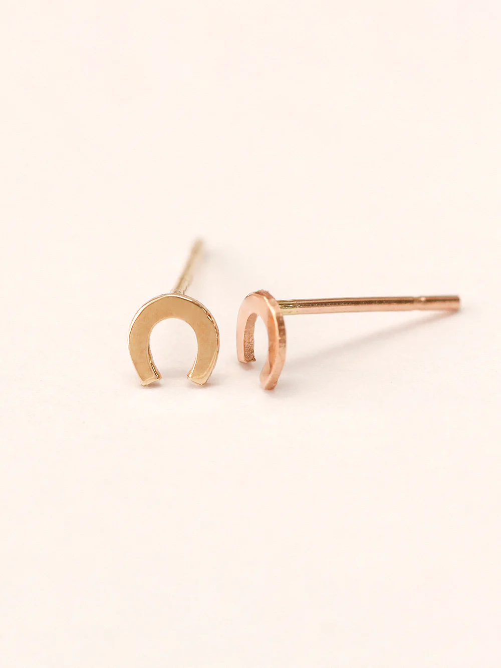 14K Gold Dainty Horseshoe Stud Earring - Image 2