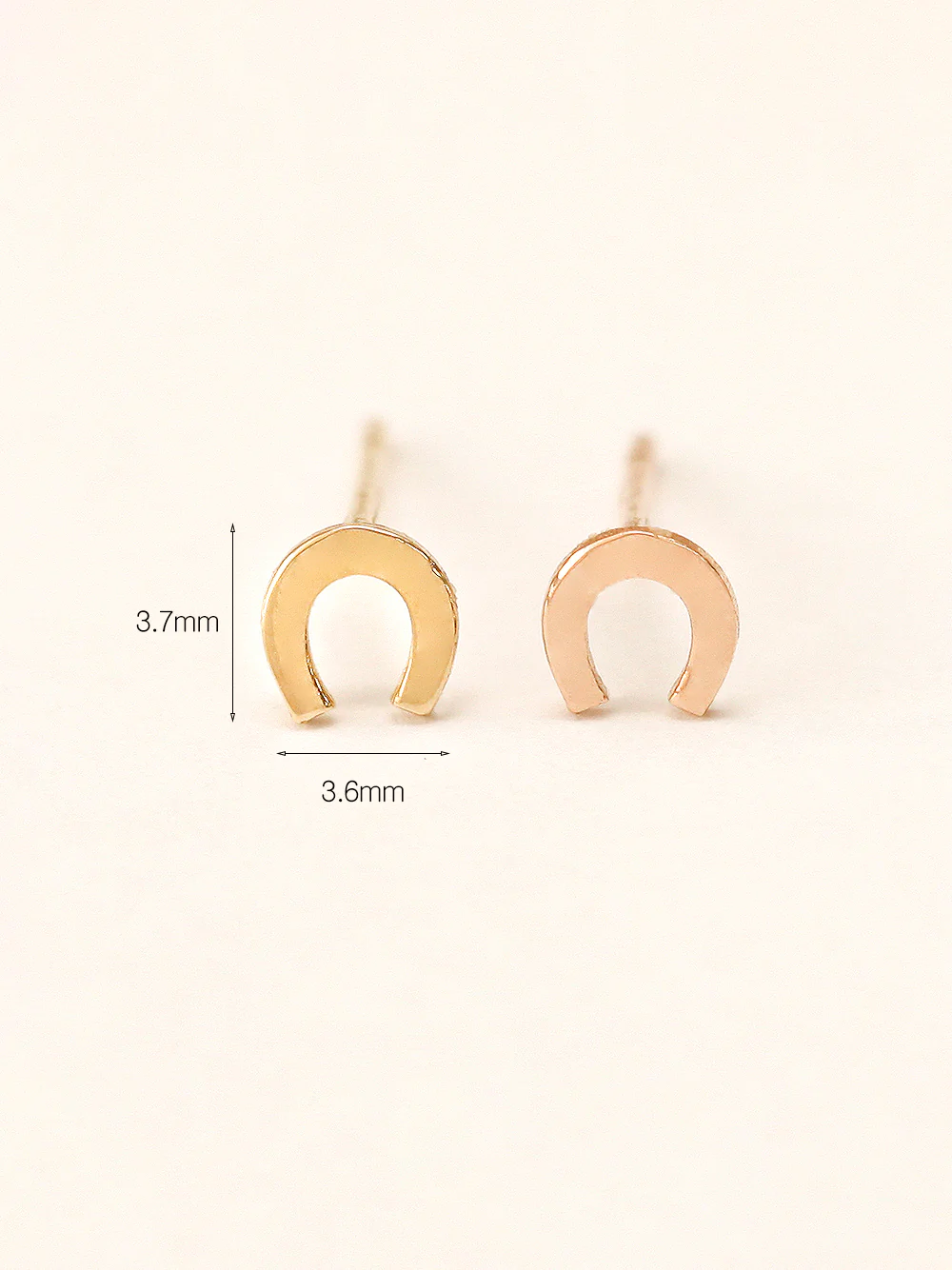 14K Gold Dainty Horseshoe Stud Earring - Image 6