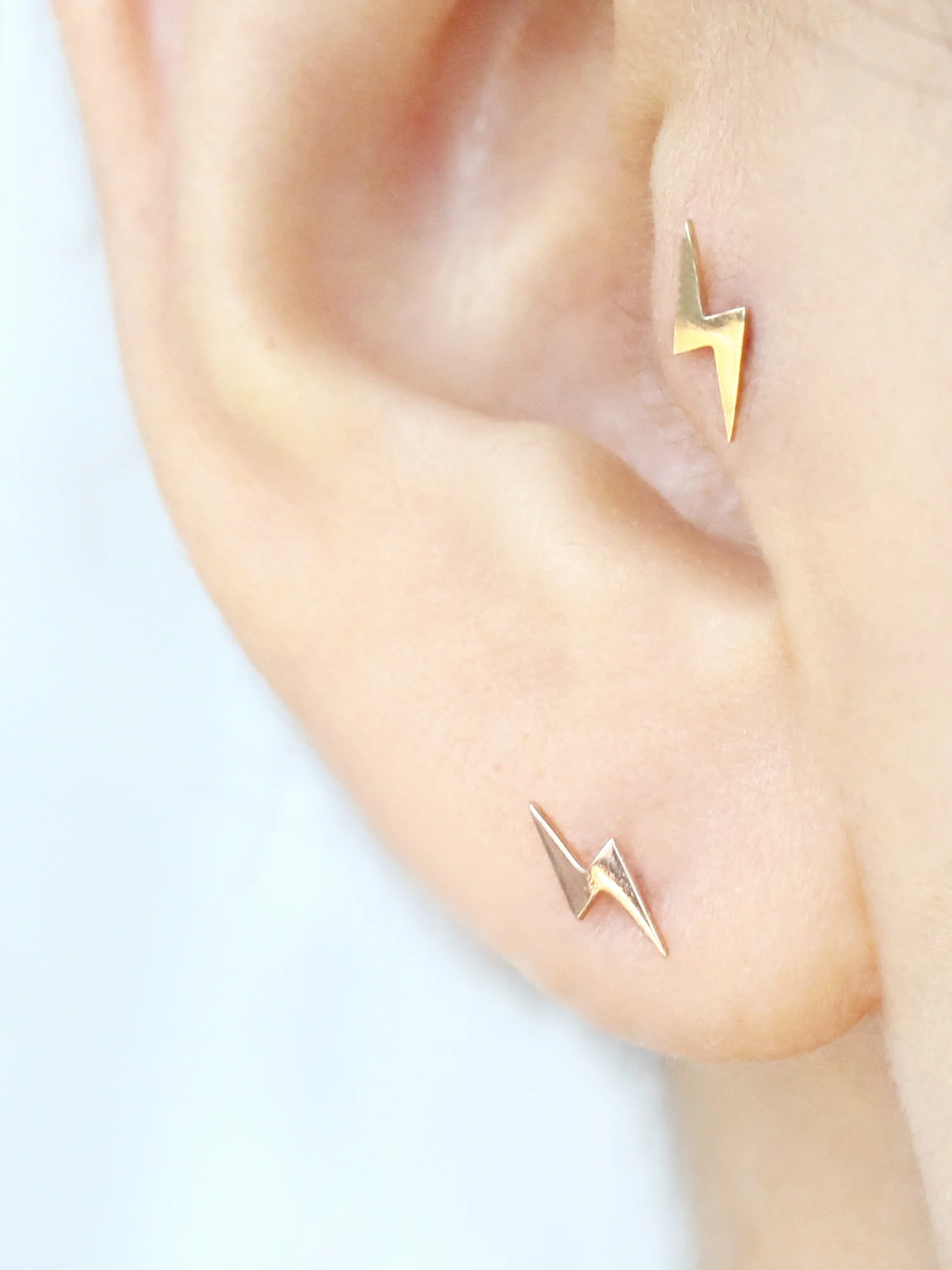 14K Gold Dainty Lightning Cartilage Earring 20G - Image 10