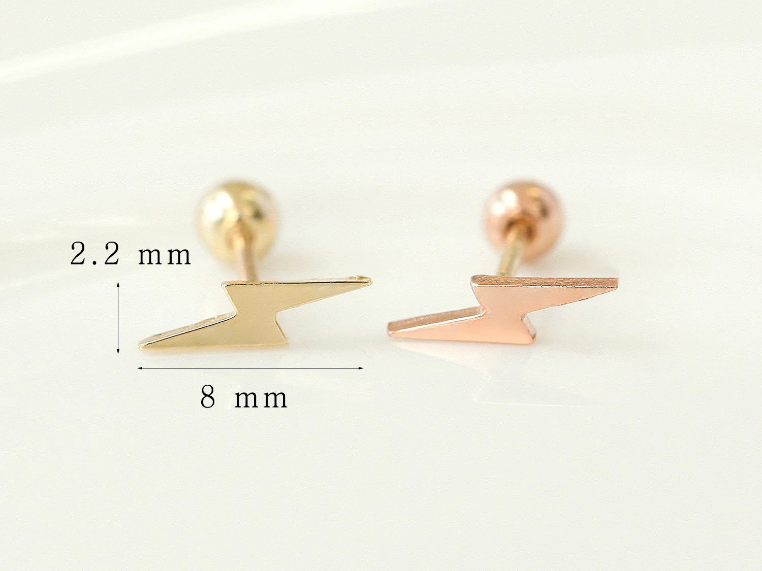 14K Gold Dainty Lightning Cartilage Earring 20G - Image 11