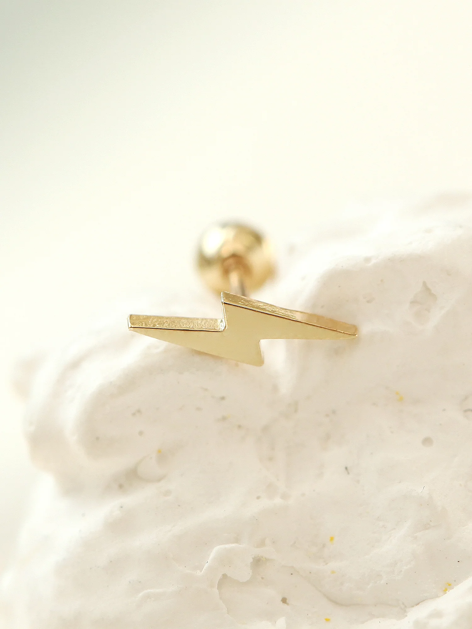 14K Gold Dainty Lightning Cartilage Earring 20G - Image 4