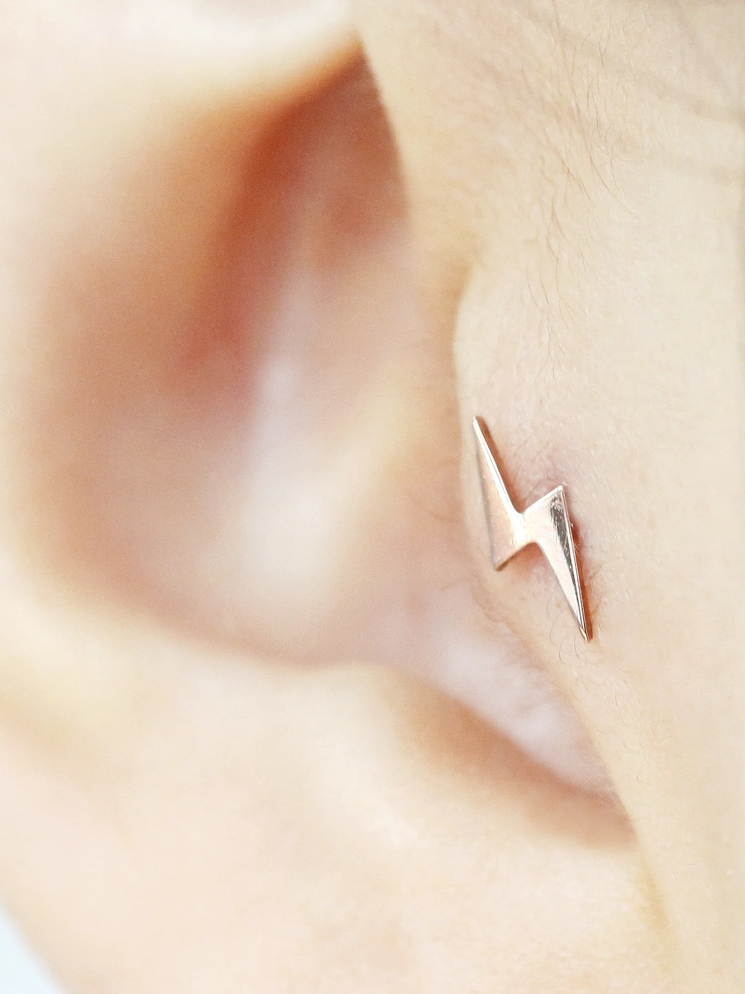 14K Gold Dainty Lightning Cartilage Earring 20G - Image 8