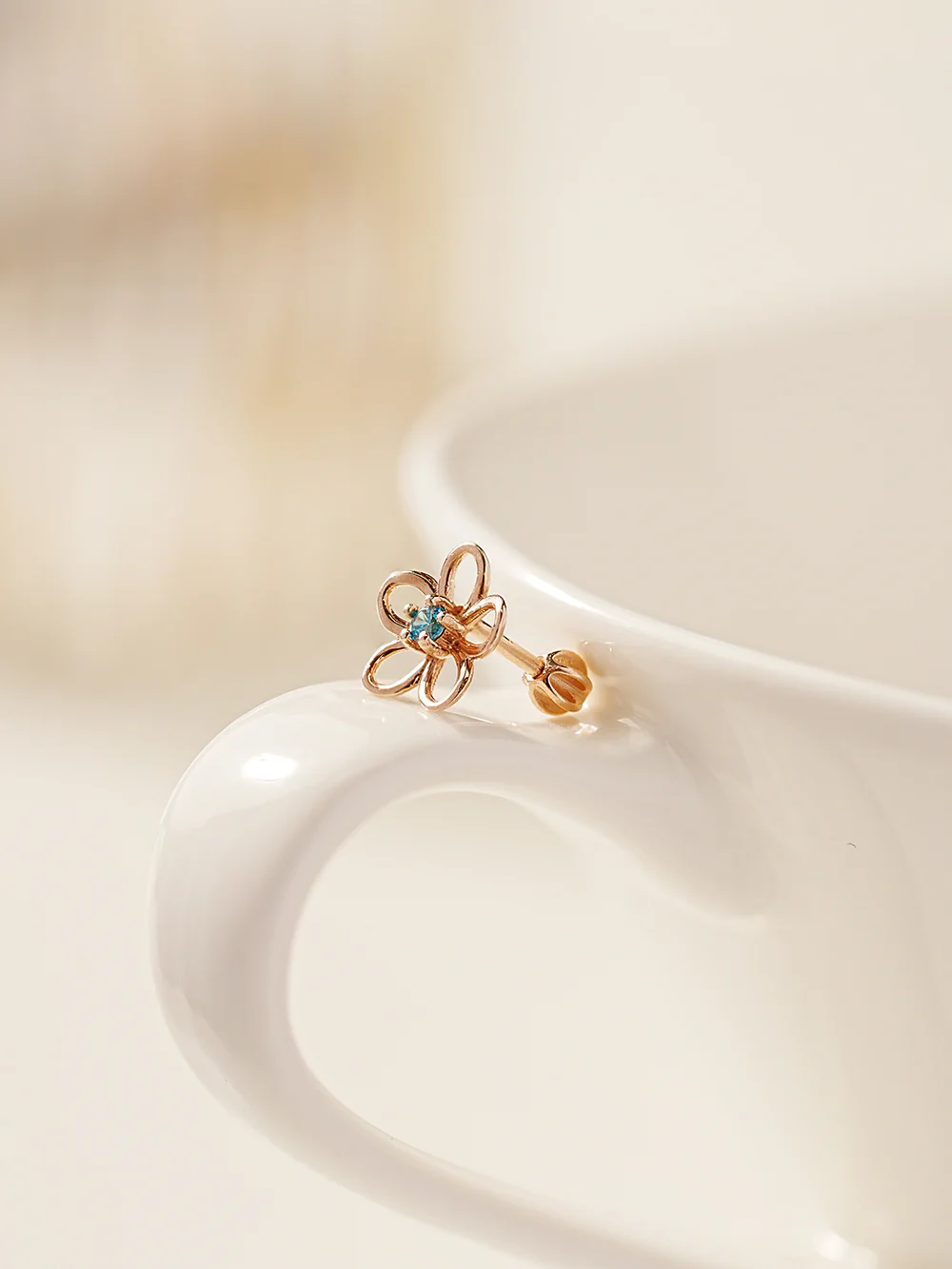 14K Gold Daisy Color Cubic Flower Cartilage Earring 18G16G - Image 11