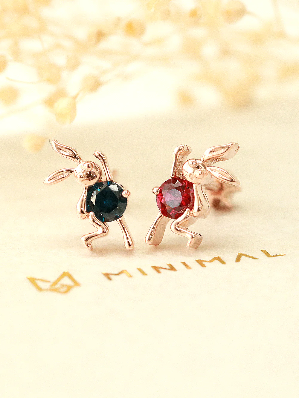 14K Gold Dancing Rabbit Cartilage Earring 18G16G - Image 3