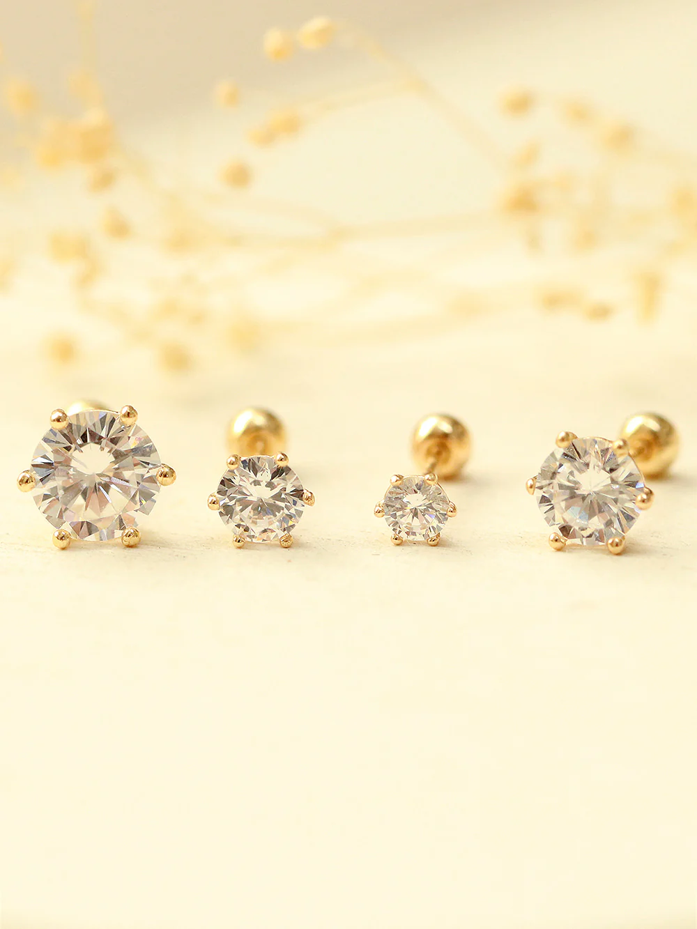 14K Gold Daily 6 Prongs Cubic Cartilage Earring 20G - Image 3