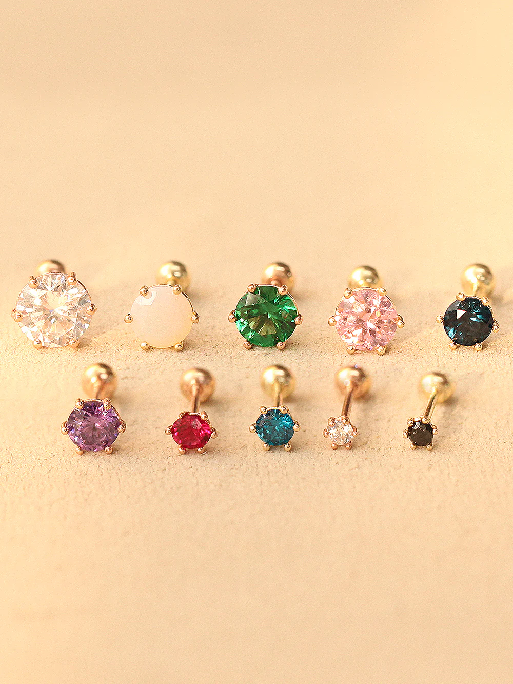 14K Gold Daily 6 Prongs Cubic Cartilage Earring 20G - Image 5