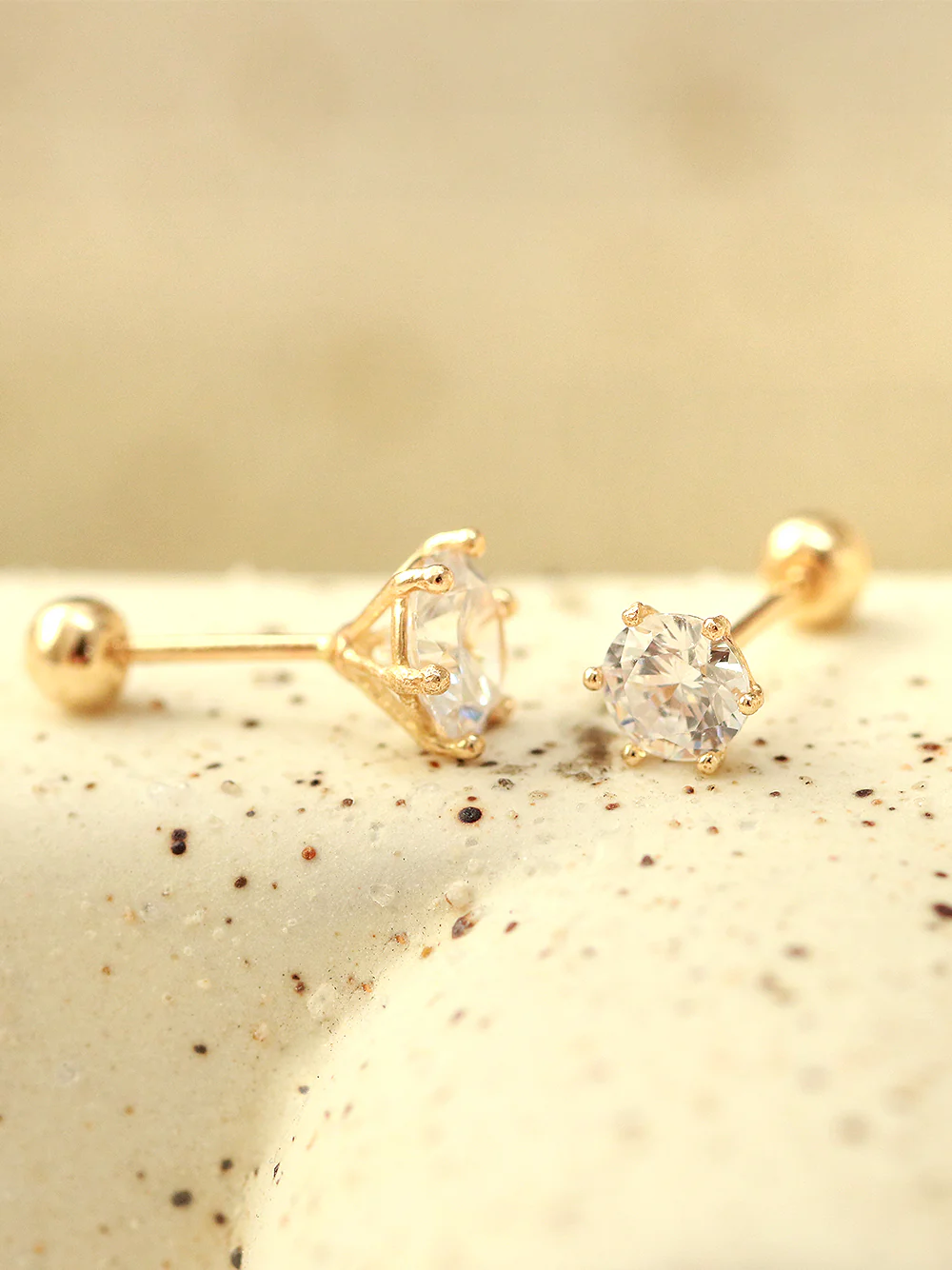 14K Gold Daily 6 Prongs Cubic Cartilage Earring 20G - Image 7
