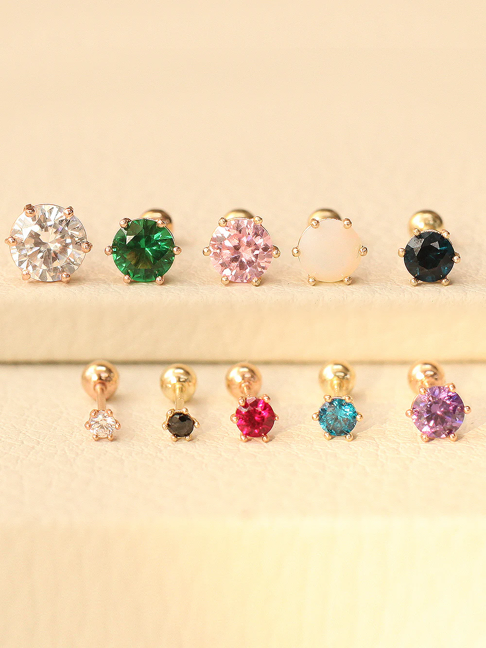 14K Gold Daily 6 Prongs Cubic Cartilage Earring 20G - Image 9