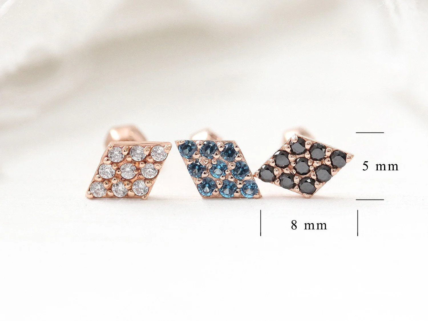 14K Gold Diamond CZ Cartilage Earring 18G16G - Image 10