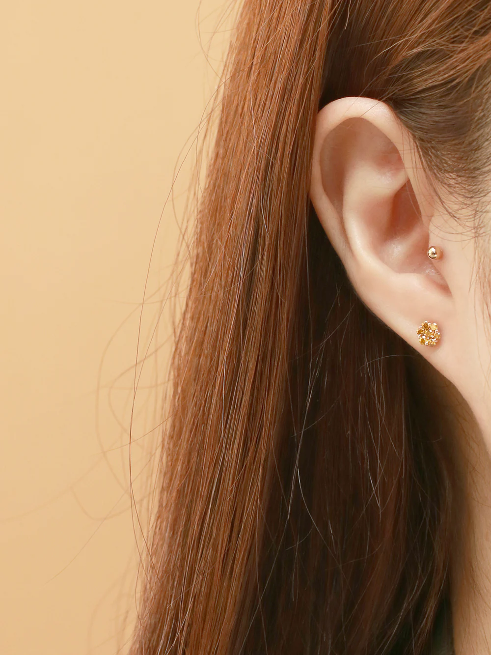 14K Gold Diamond Flower Cartilage Earring 18g - Image 6