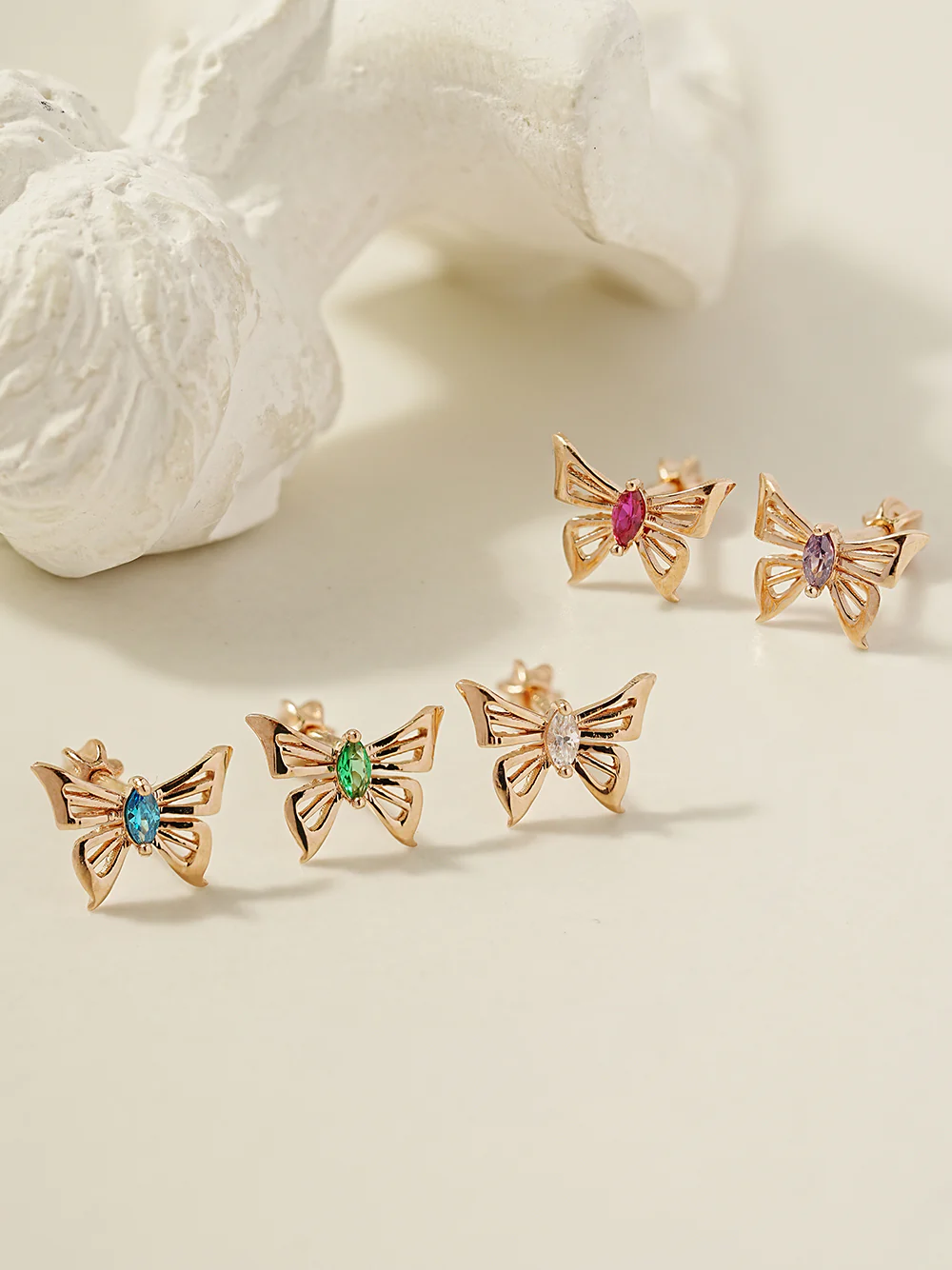 14K Gold Diva Cubic Butterfly Cartilage Earring 18G16G