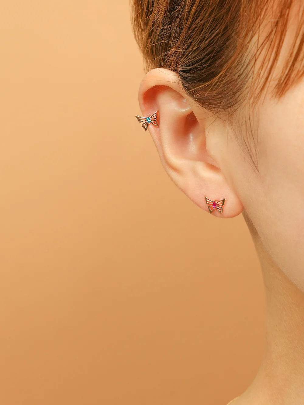 14K Gold Diva Cubic Butterfly Cartilage Earring 18G16G - Image 10