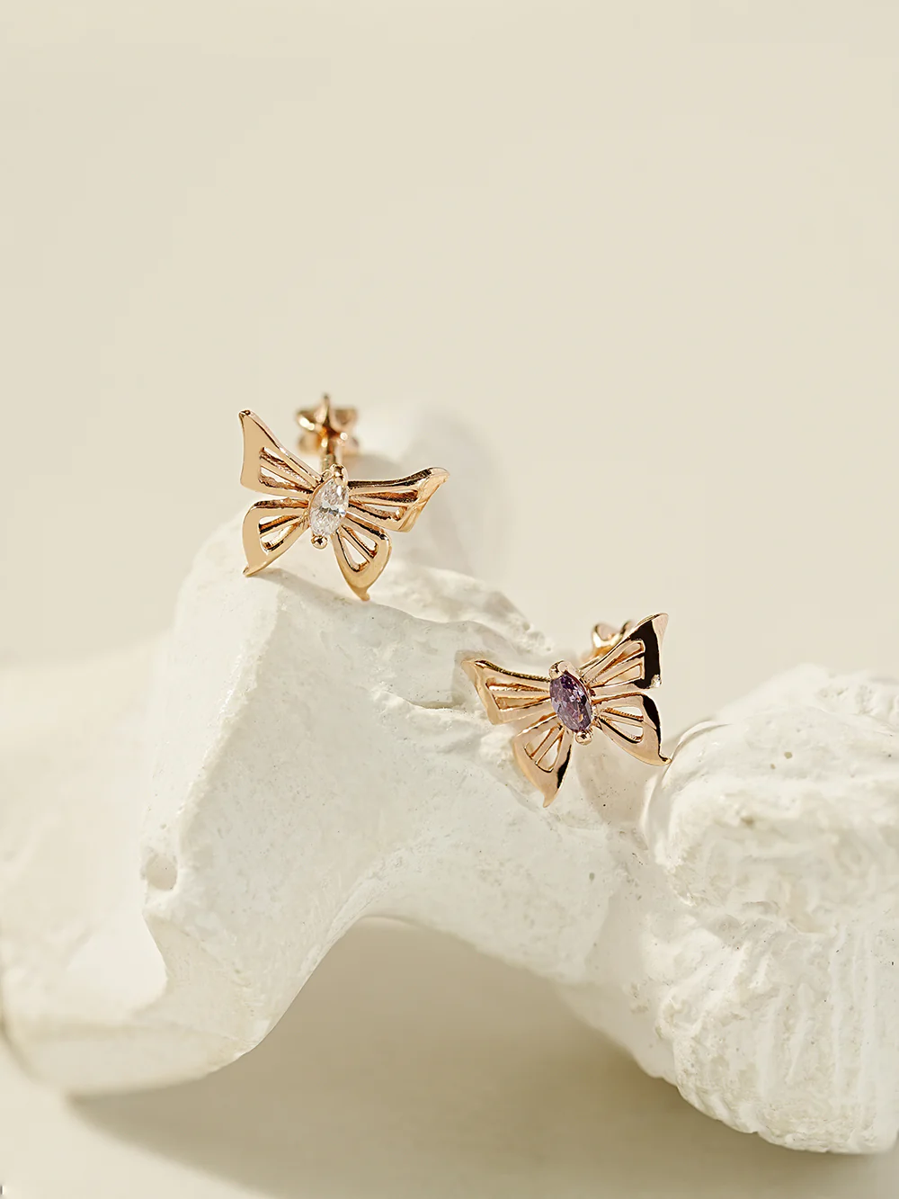 14K Gold Diva Cubic Butterfly Cartilage Earring 18G16G - Image 11
