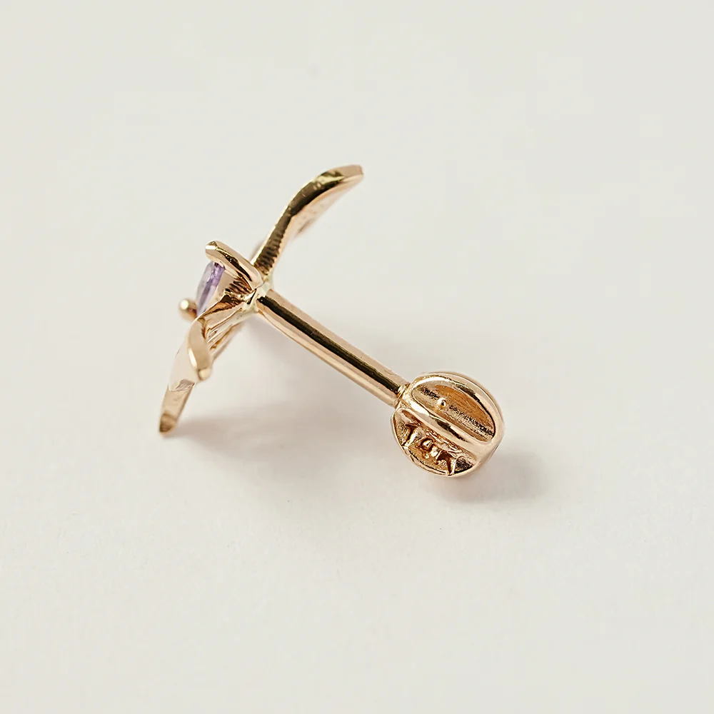 14K Gold Diva Cubic Butterfly Cartilage Earring 18G16G - Image 16