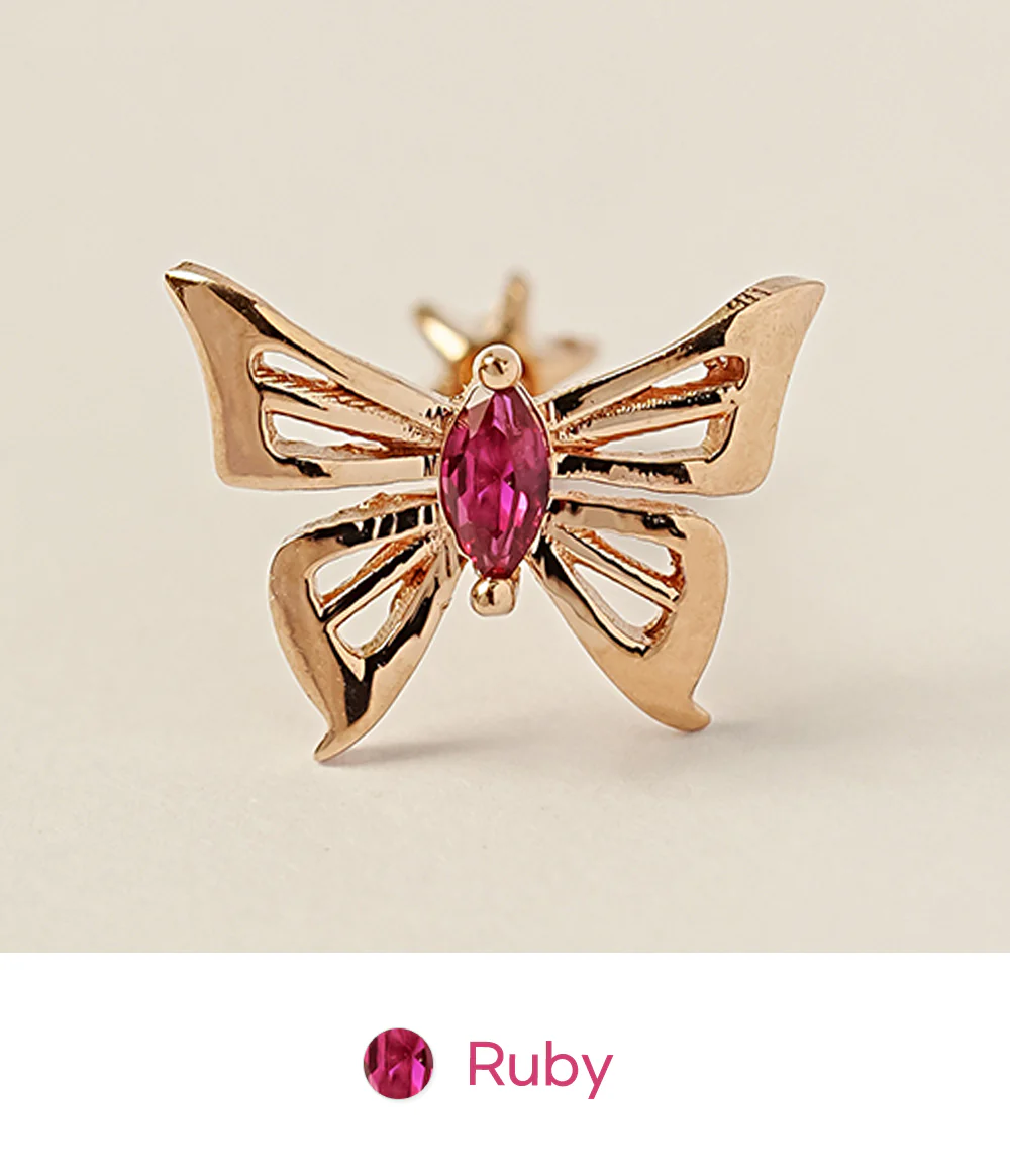 14K Gold Diva Cubic Butterfly Cartilage Earring 18G16G - Image 17