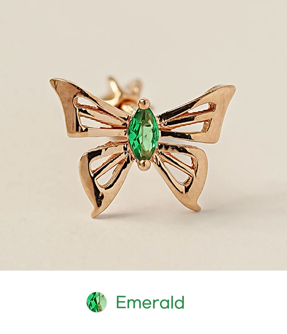 14K Gold Diva Cubic Butterfly Cartilage Earring 18G16G - Image 18