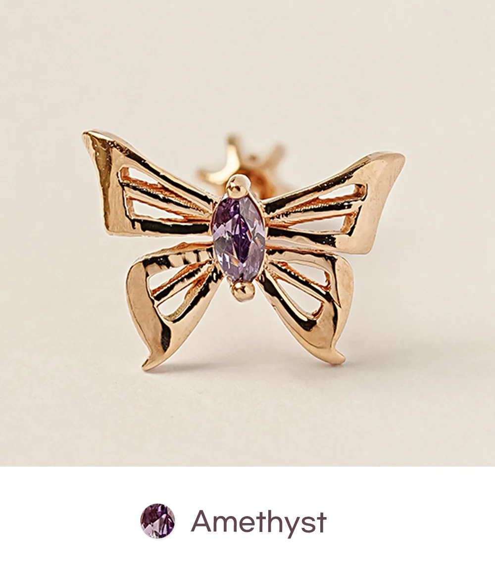14K Gold Diva Cubic Butterfly Cartilage Earring 18G16G - Image 19