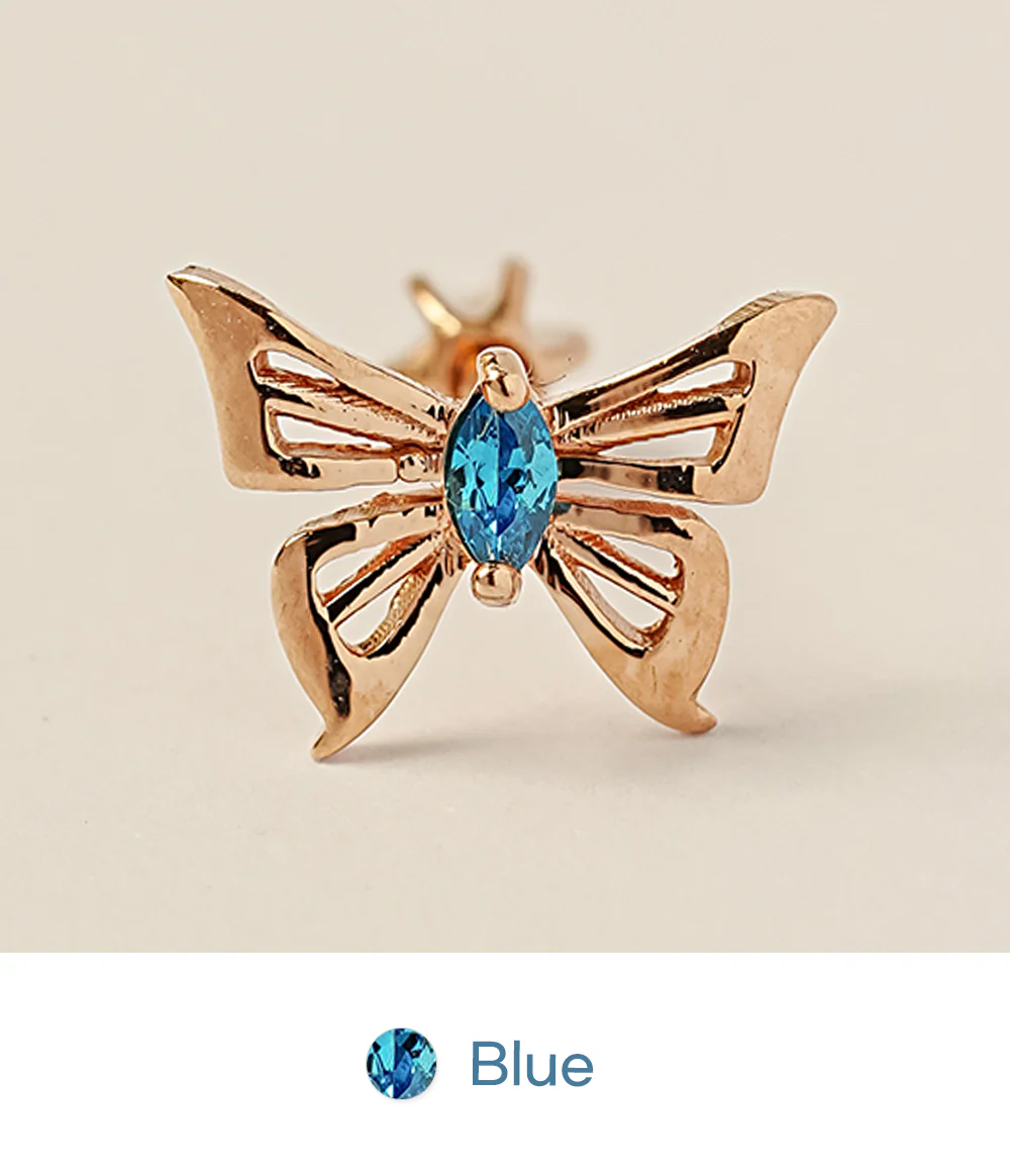 14K Gold Diva Cubic Butterfly Cartilage Earring 18G16G - Image 20