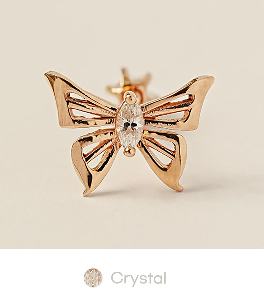 14K Gold Diva Cubic Butterfly Cartilage Earring 18G16G - Image 21