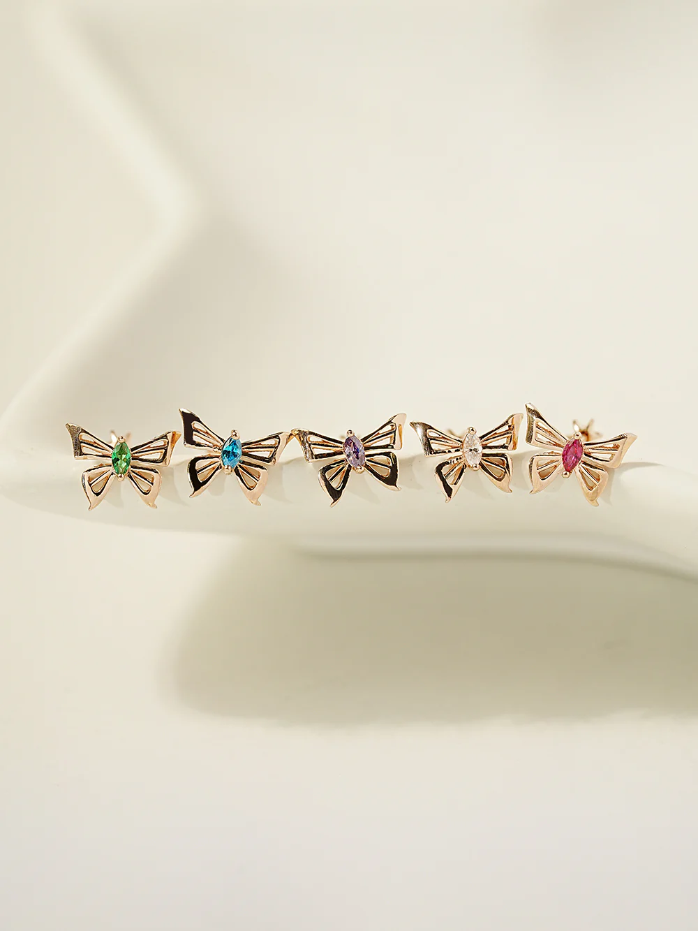 14K Gold Diva Cubic Butterfly Cartilage Earring 18G16G - Image 3