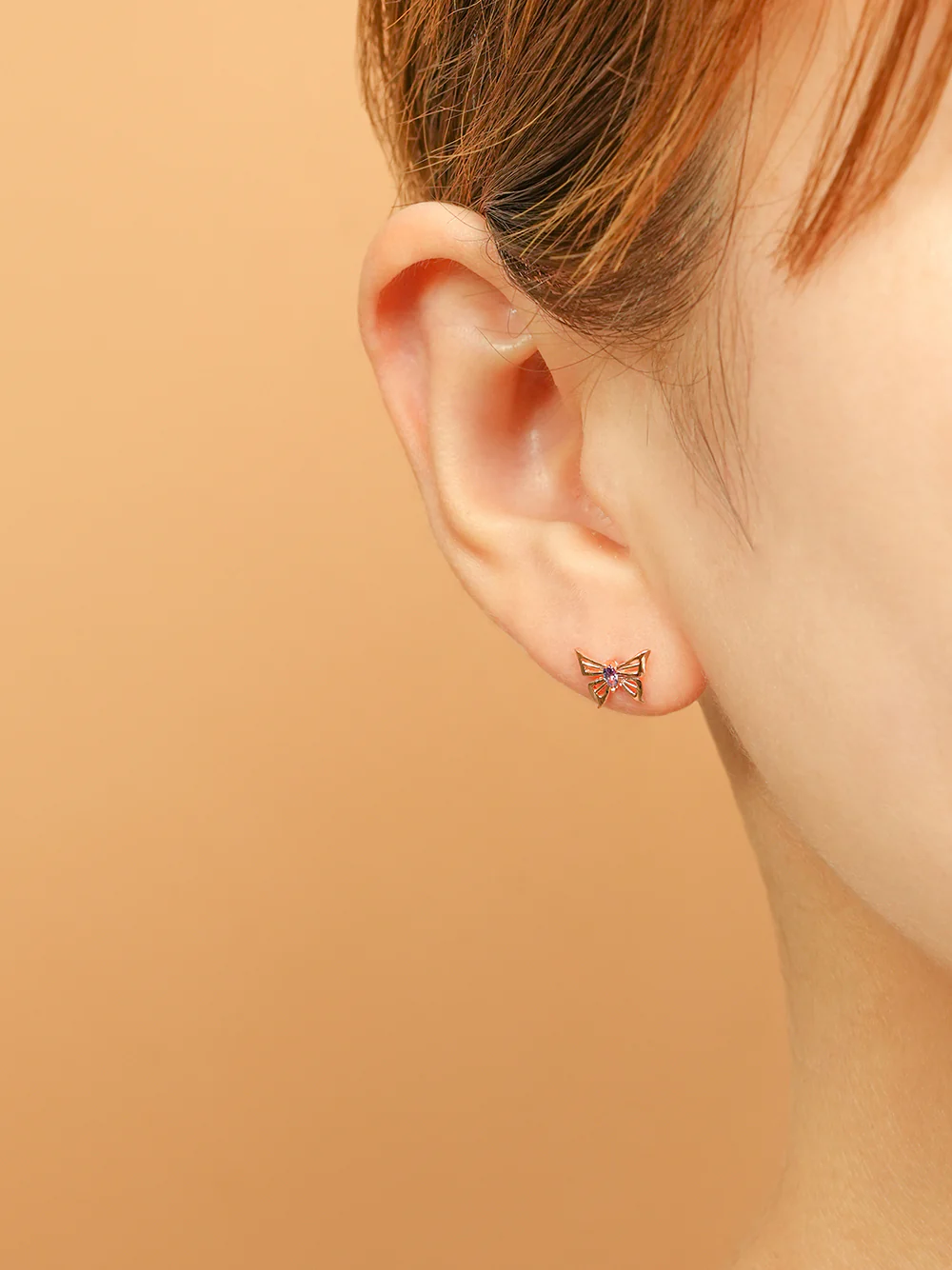 14K Gold Diva Cubic Butterfly Cartilage Earring 18G16G - Image 4