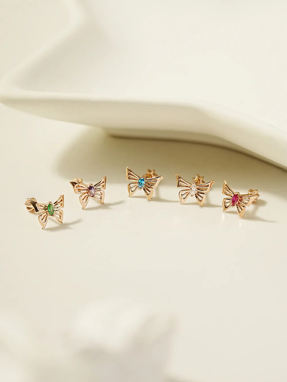 14K Gold Diva Cubic Butterfly Cartilage Earring 18G16G - Image 5