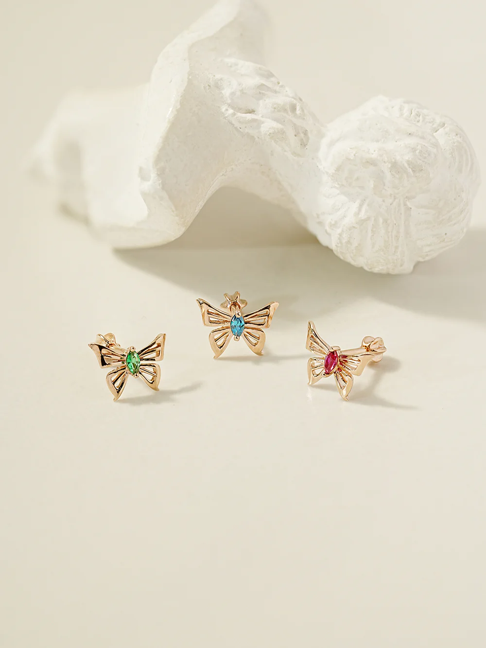 14K Gold Diva Cubic Butterfly Cartilage Earring 18G16G - Image 7