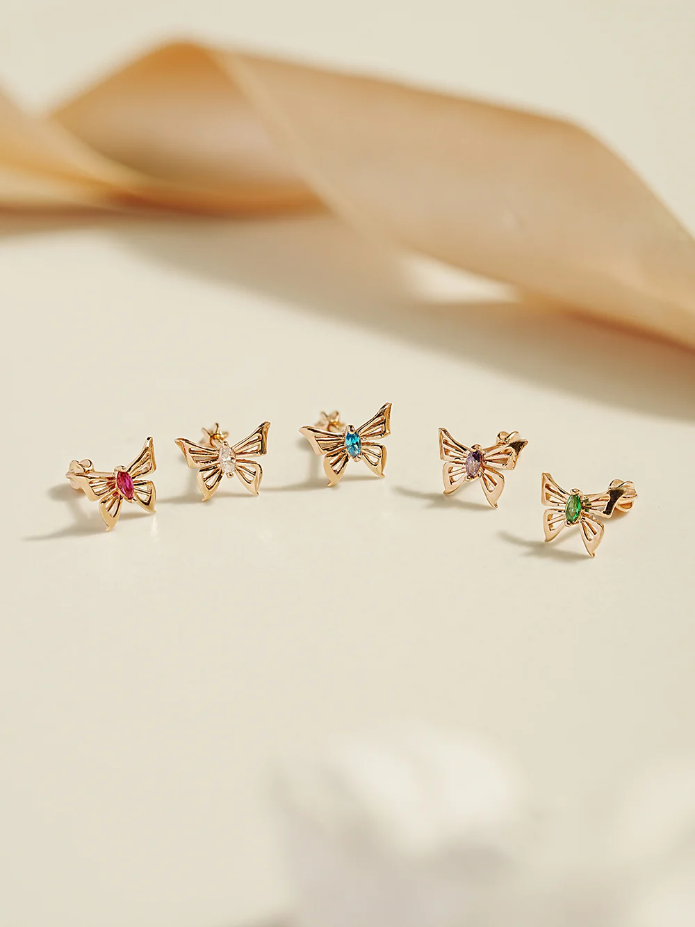 14K Gold Diva Cubic Butterfly Cartilage Earring 18G16G - Image 9