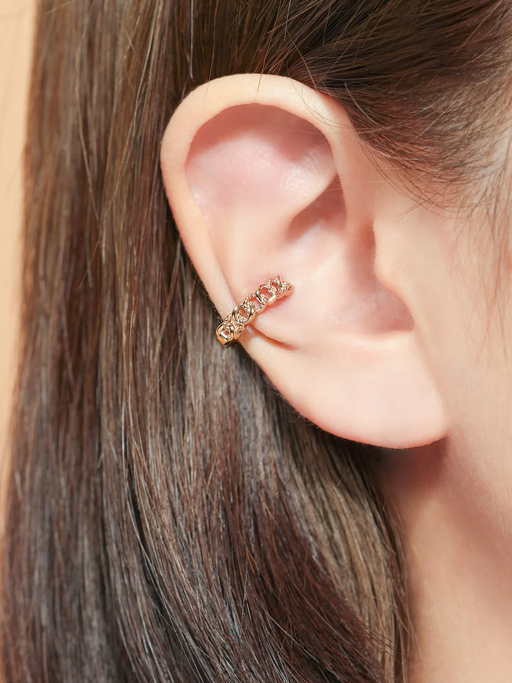 14K Gold Dot Chain Ear cuff - Image 5
