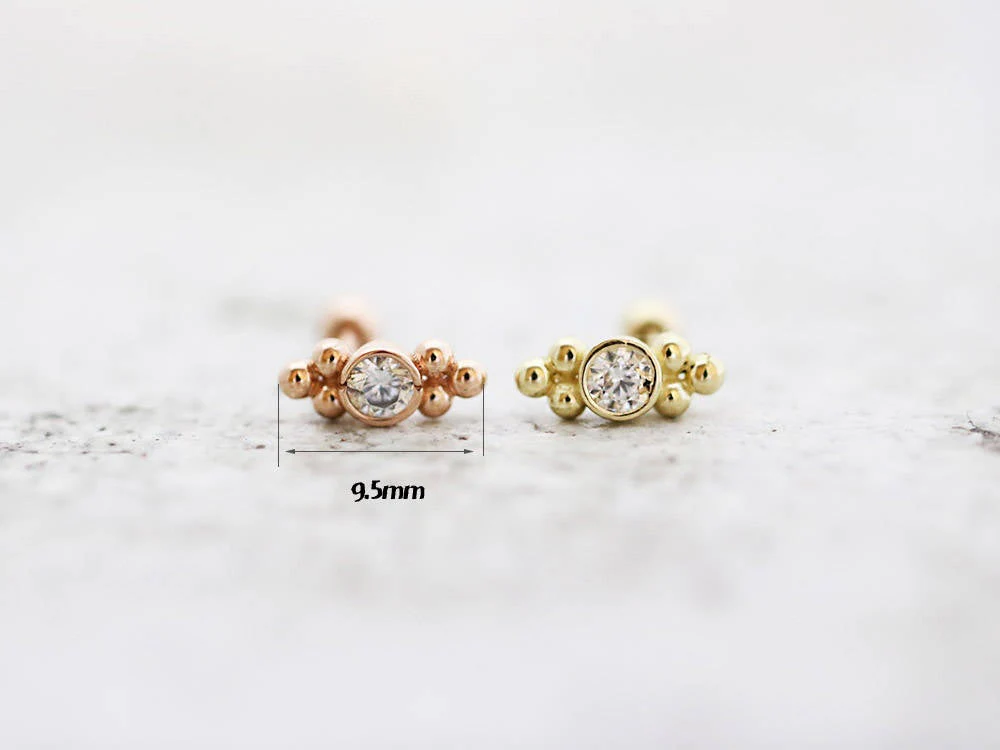 14K Gold Double bohemian Cartilage earring 18g16g - Image 8