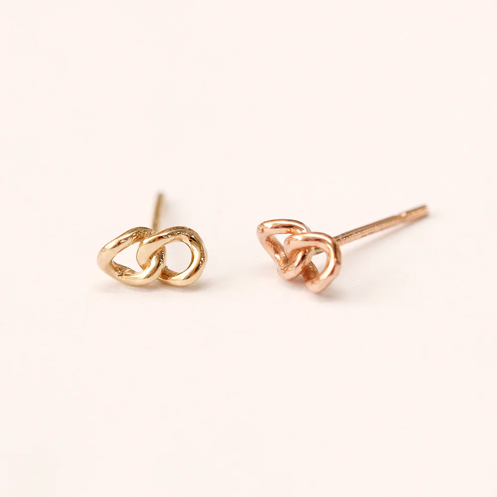 14K Gold Double Chain Stud Earring - Image 3