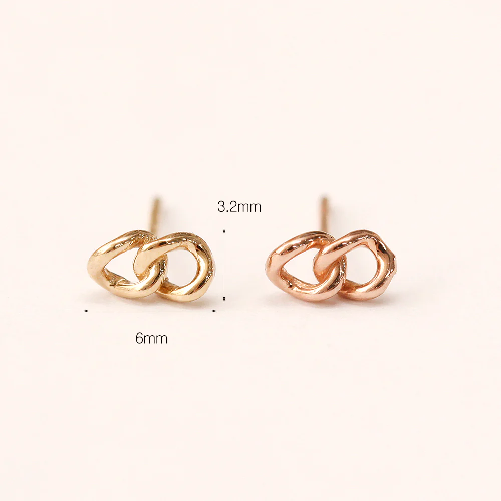 14K Gold Double Chain Stud Earring - Image 5